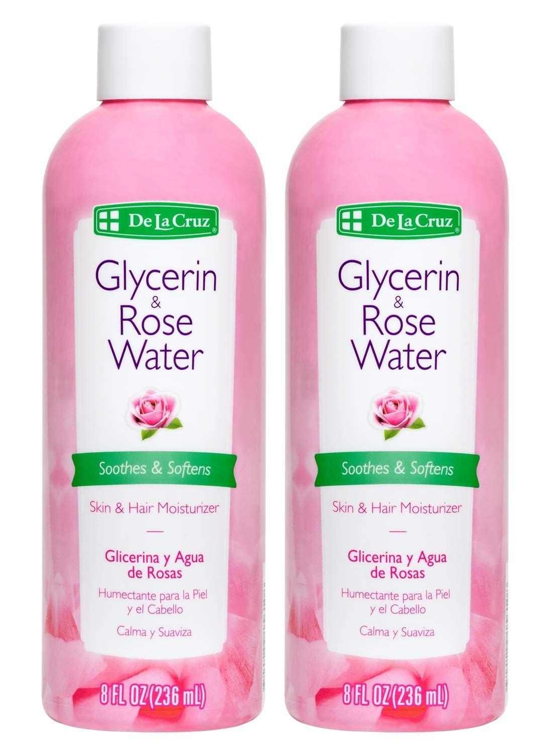 De La Cruz agua de rosas y glicerina, frasco para hidratar rostro
