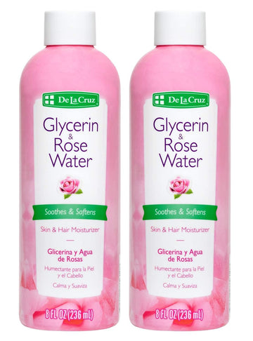 De La Cruz agua de rosas y glicerina, frasco para hidratar rostro