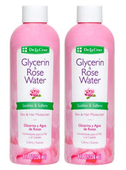 De La Cruz agua de rosas y glicerina, frasco para hidratar rostro