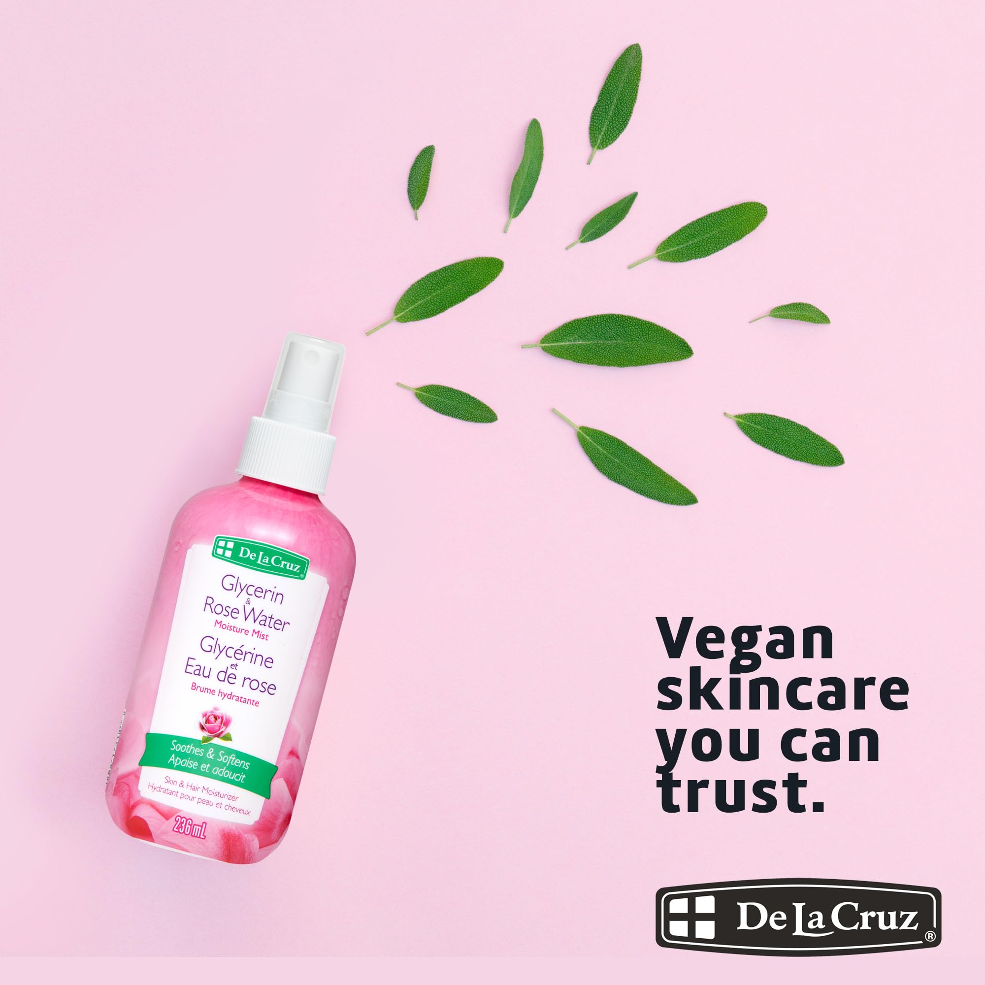 De La Cruz rociado para cabello hidratado y brillante.