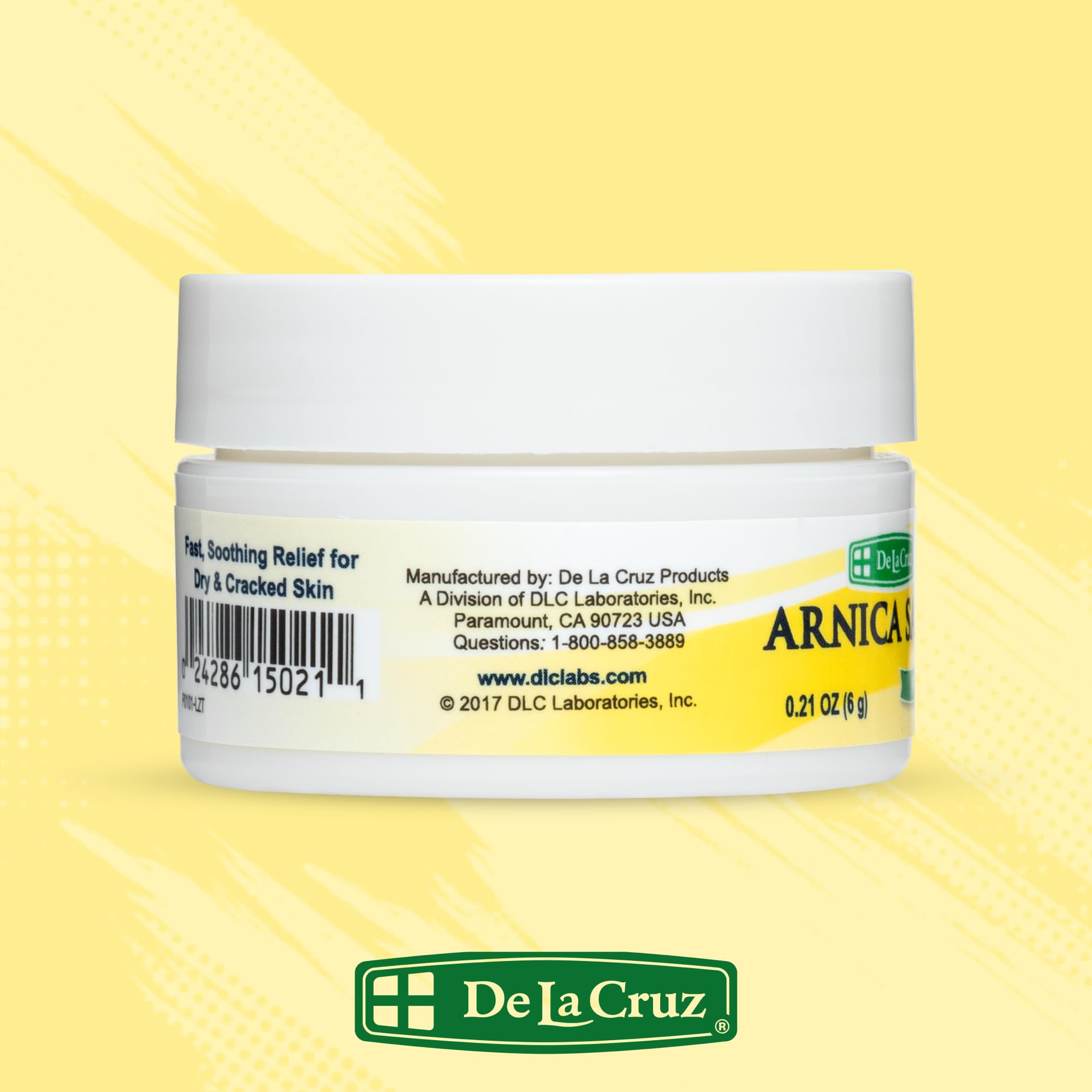 De La Cruz Arnica Salve, tratamiento para piel agrietada sin fragancias artificiales.