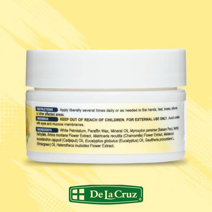 De La Cruz Arnica Salve, frasco compacto para uso diario en casa.