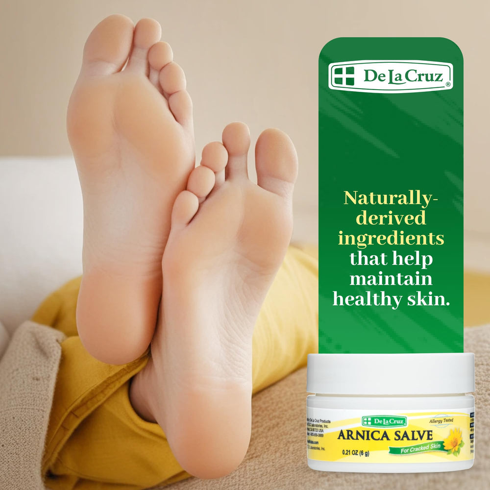 De La Cruz Arnica Salve, ingredientes naturales para reparar la piel áspera.