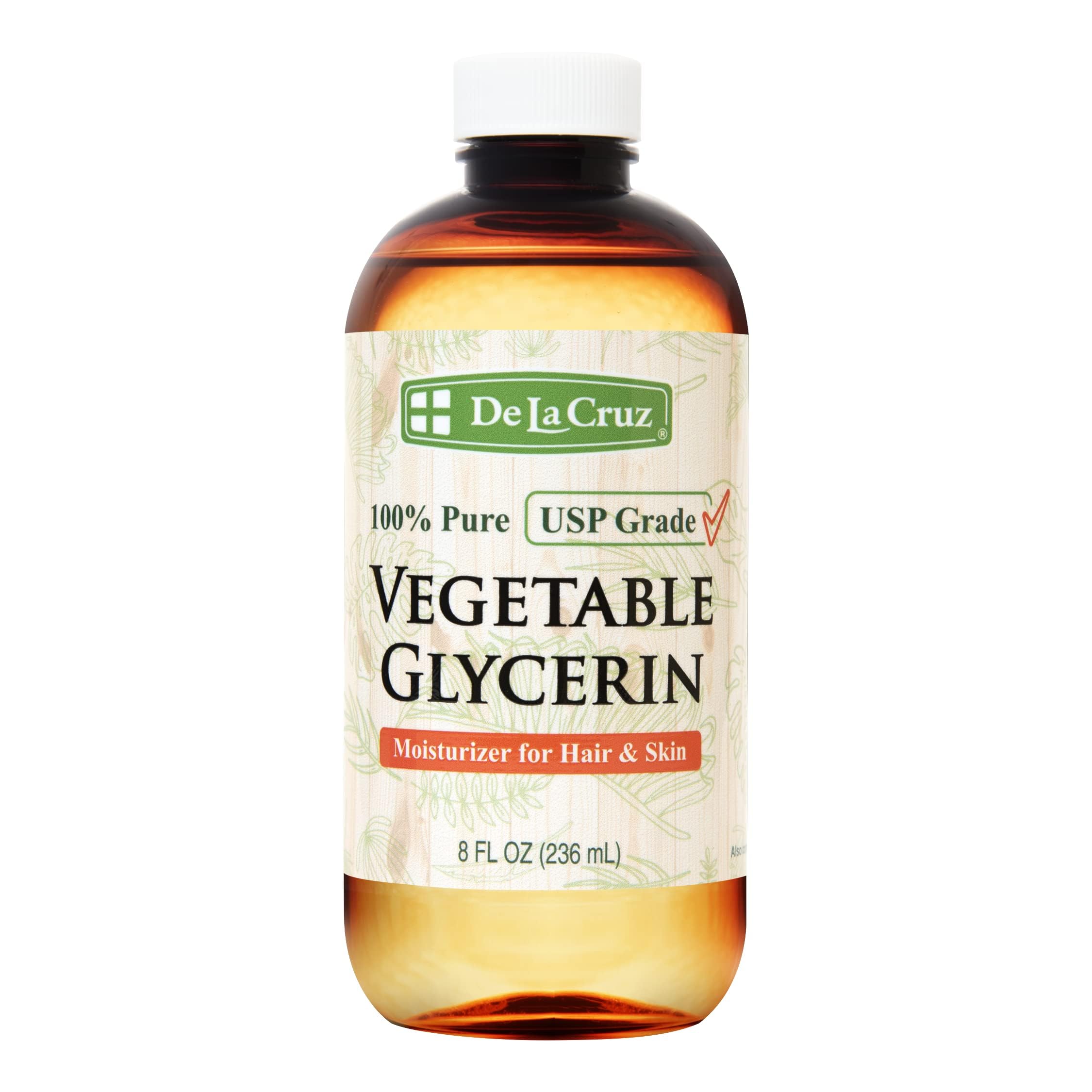 De La Cruz Glicerina Vegetal, botella vertido, hidrata la piel de forma suave.