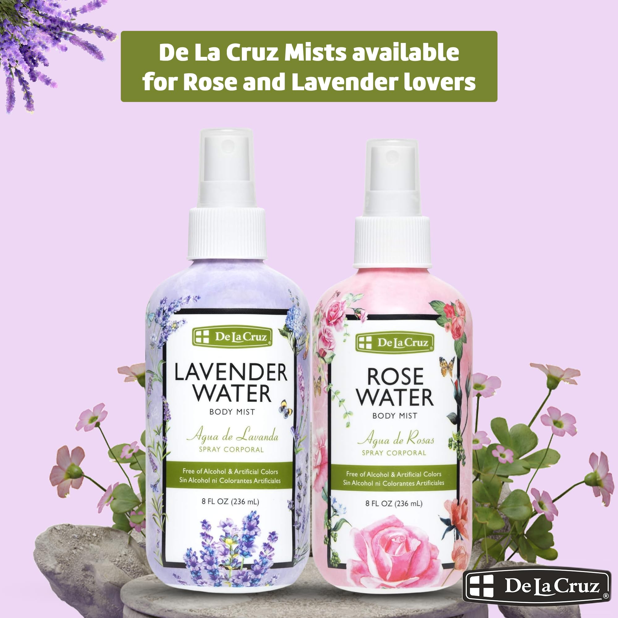 Después de ducha, De La Cruz Lavender Water brinda frescura suave.