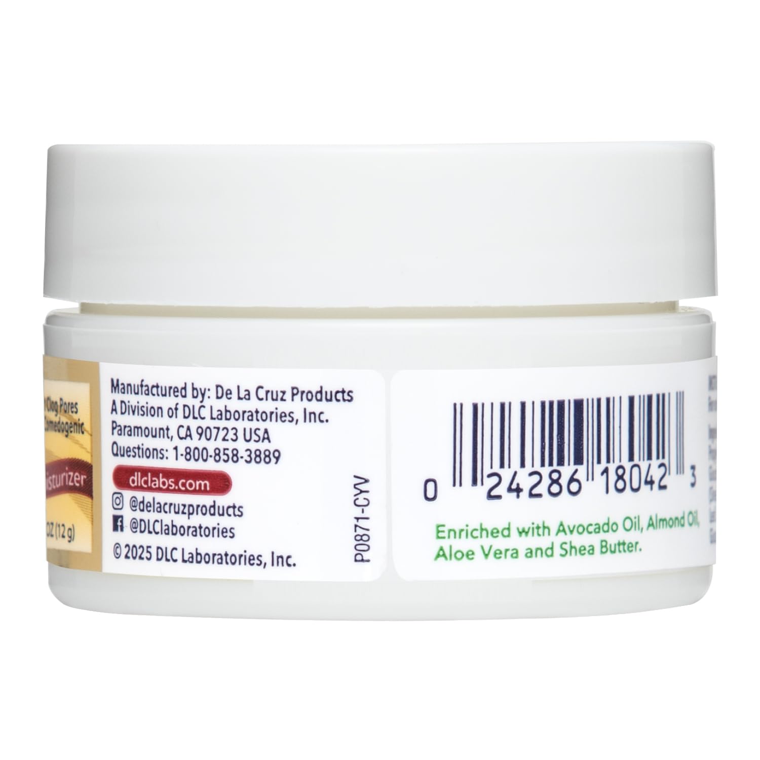 Aceite de aguacate en la crema De La Cruz para nutrición facial
