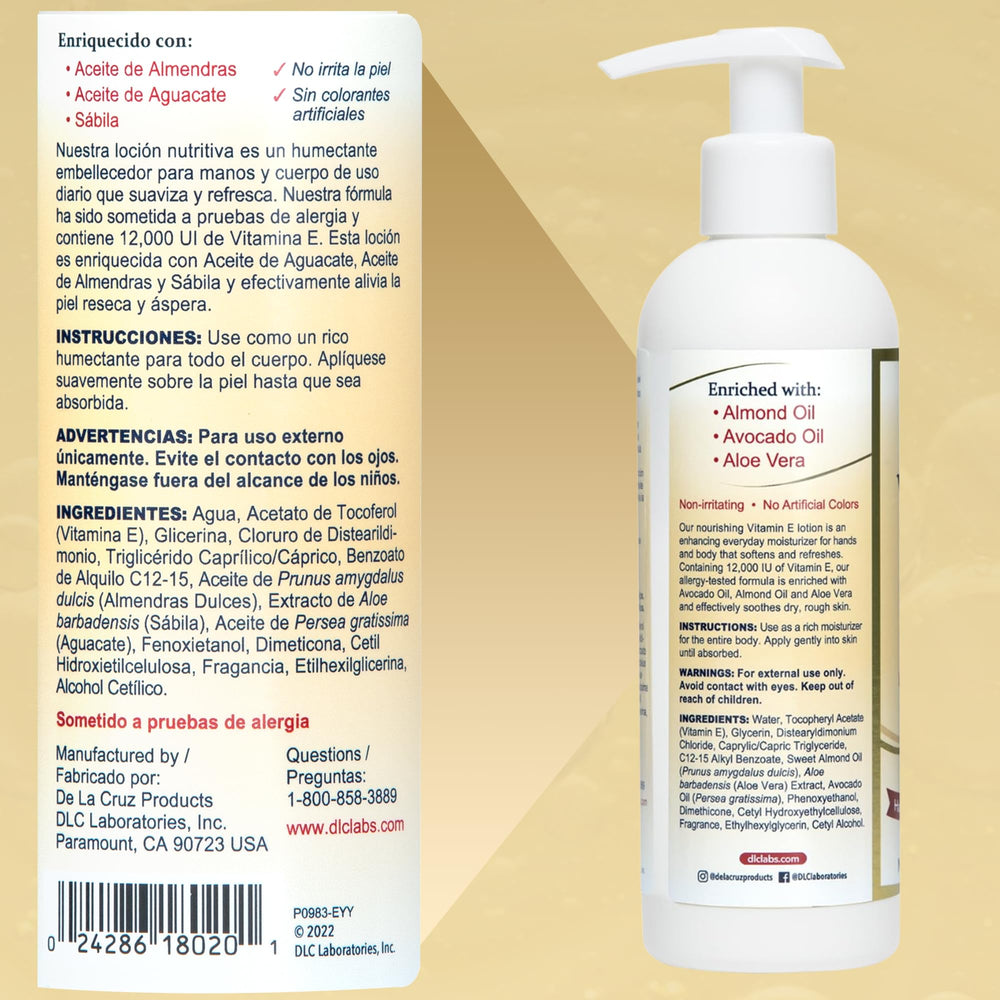 De La Cruz Vitamin E Lotion, uso diario en manos
