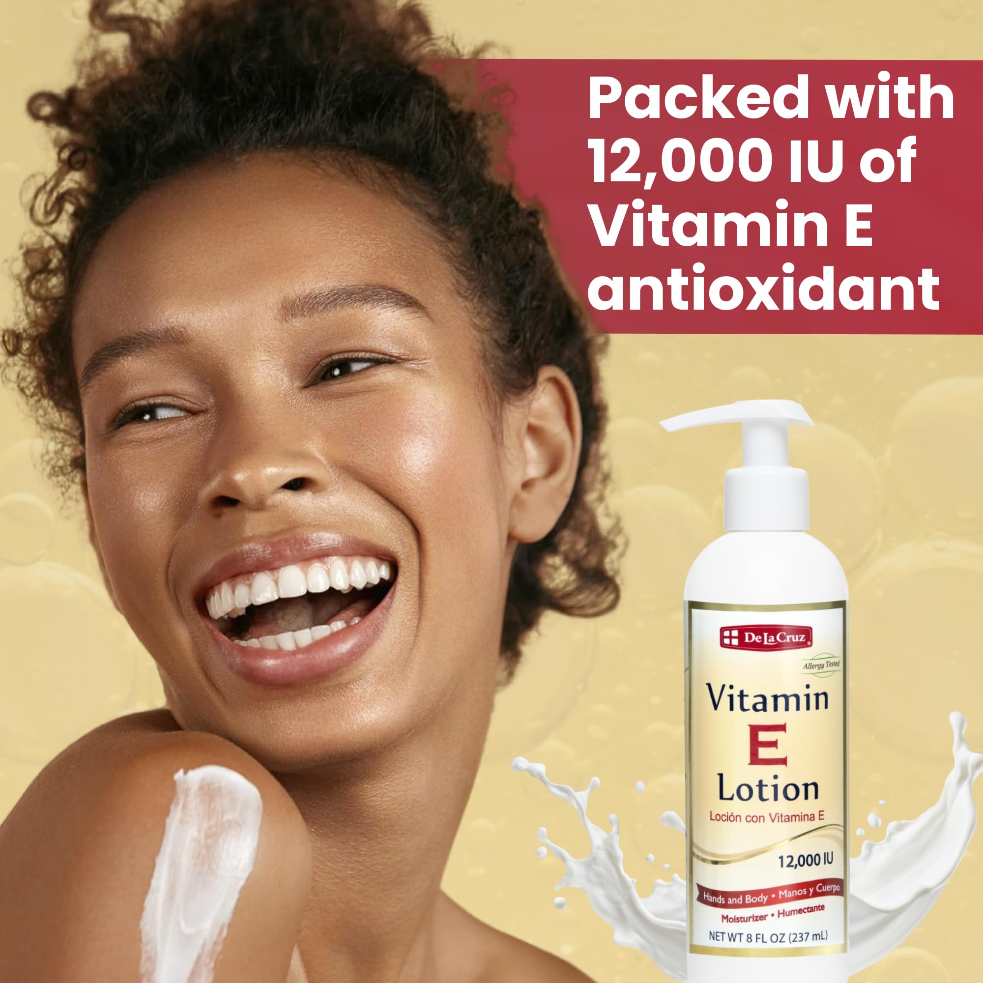 De La Cruz Vitamin E Lotion, aceite de almendra para suavizar la piel
