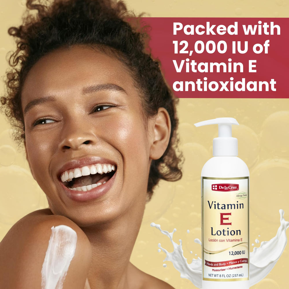 De La Cruz Vitamin E Lotion, aceite de almendra para suavizar la piel