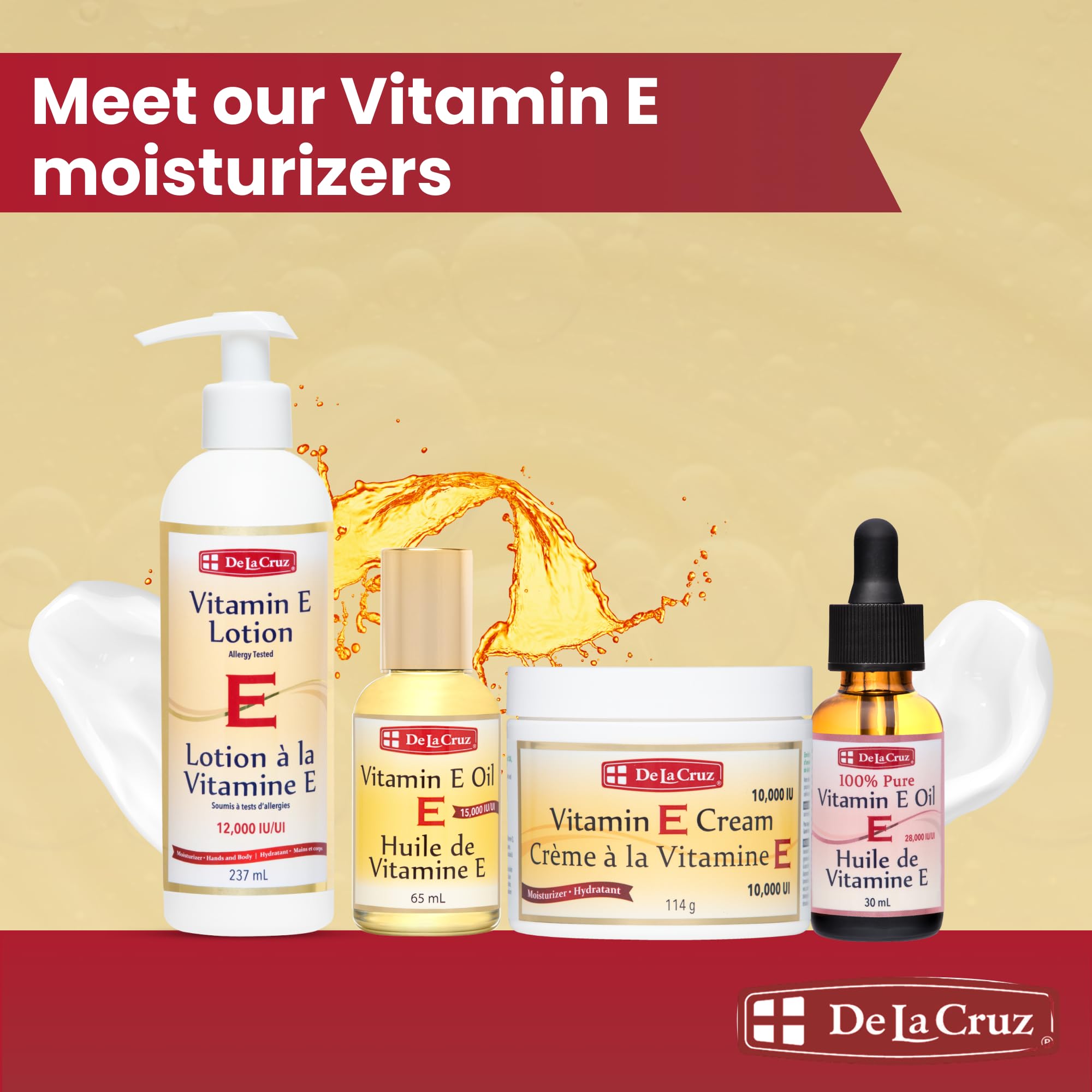 De La Cruz Vitamin E Lotion, fabricación en EE. UU.