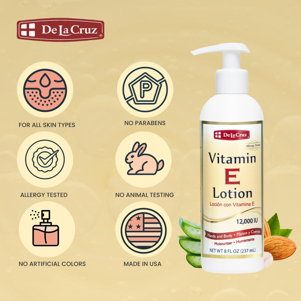 De La Cruz Vitamin E Lotion, textura ligera y no grasa