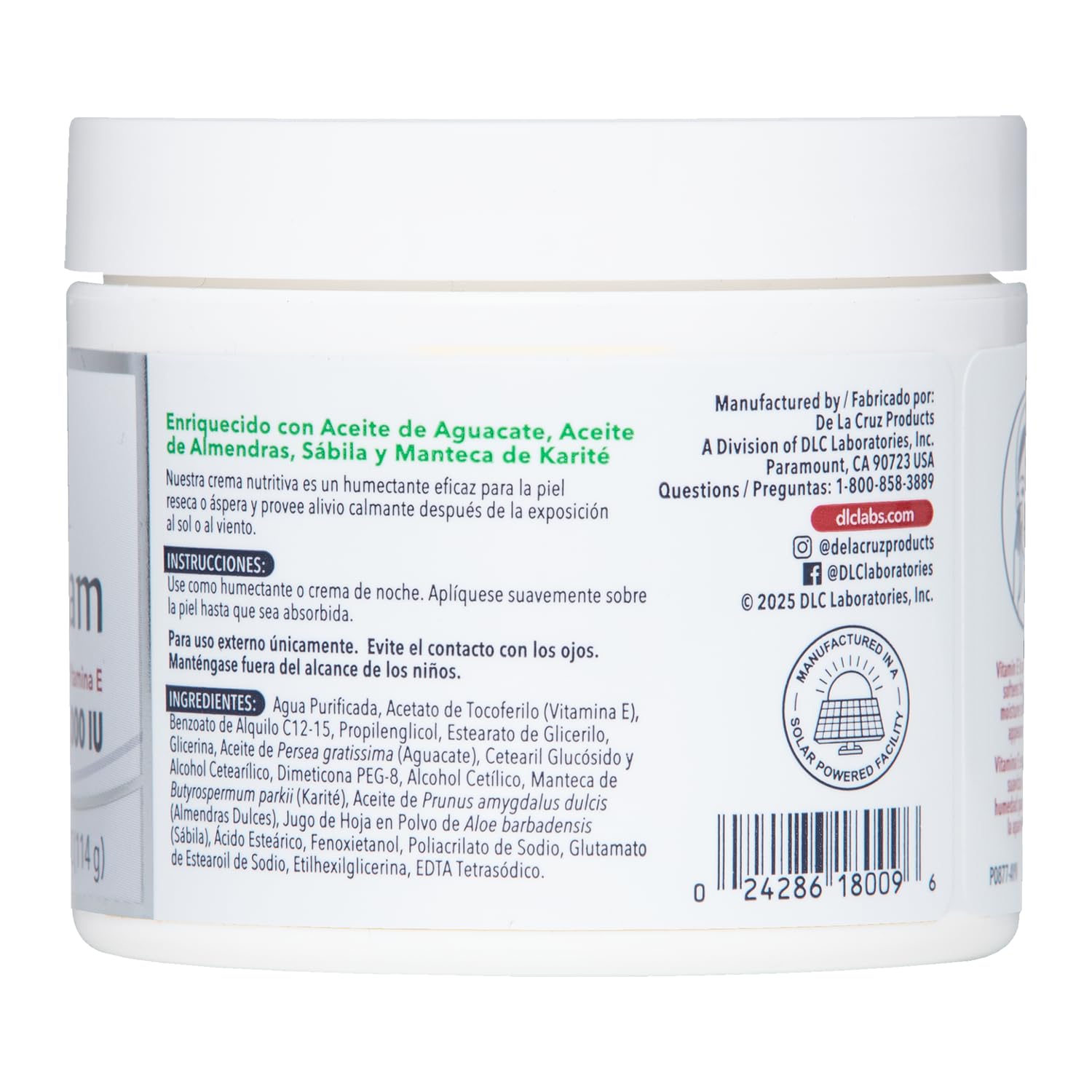 Crema De La Cruz Vitamina E con aloe y almendra para suavizar la piel