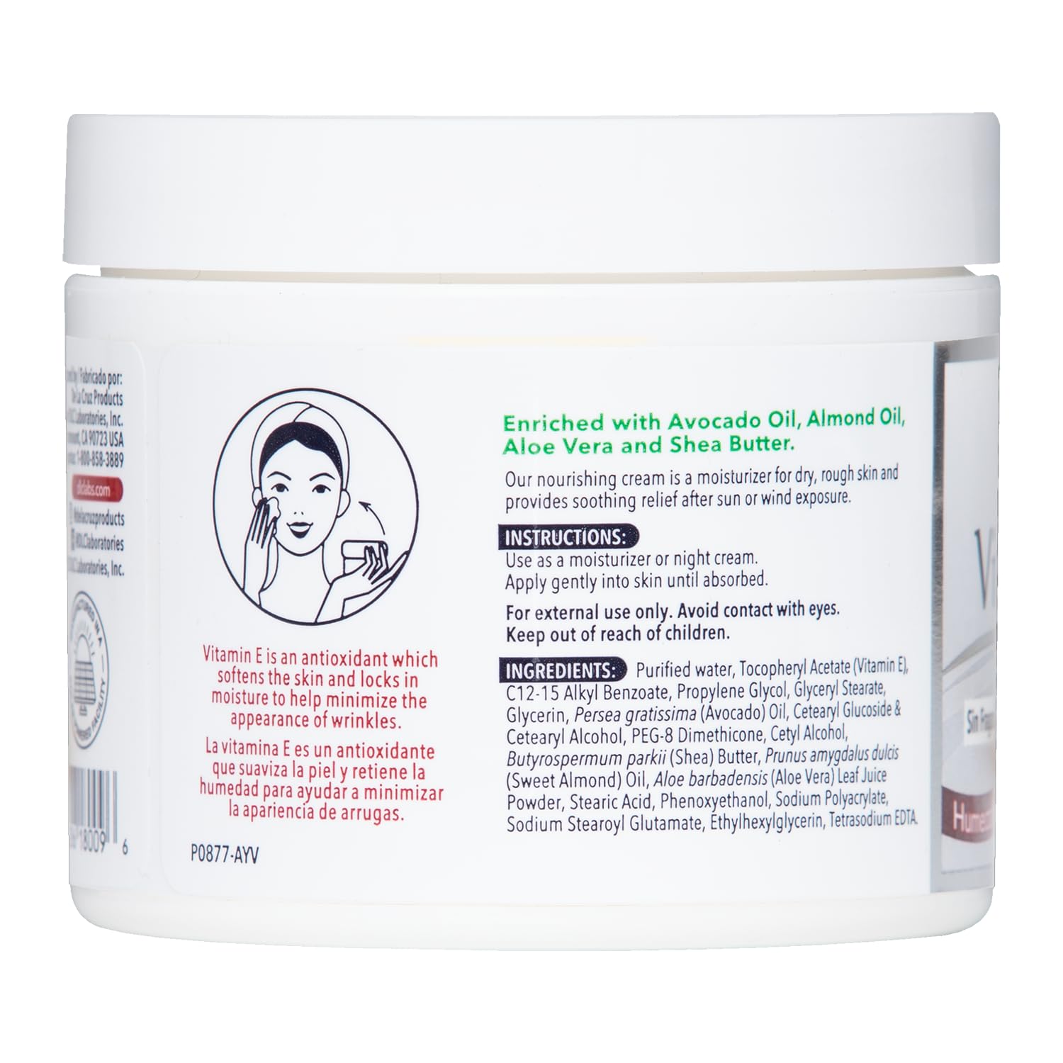 Textura ligera de la crema Vitamina E De La Cruz para piel sensible