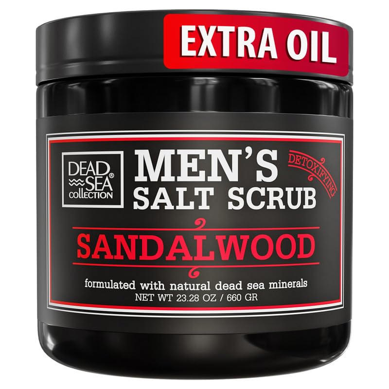 Dead Sea Collection exfoliante corporal sándalo para hombre, exfolia e hidrata la piel.