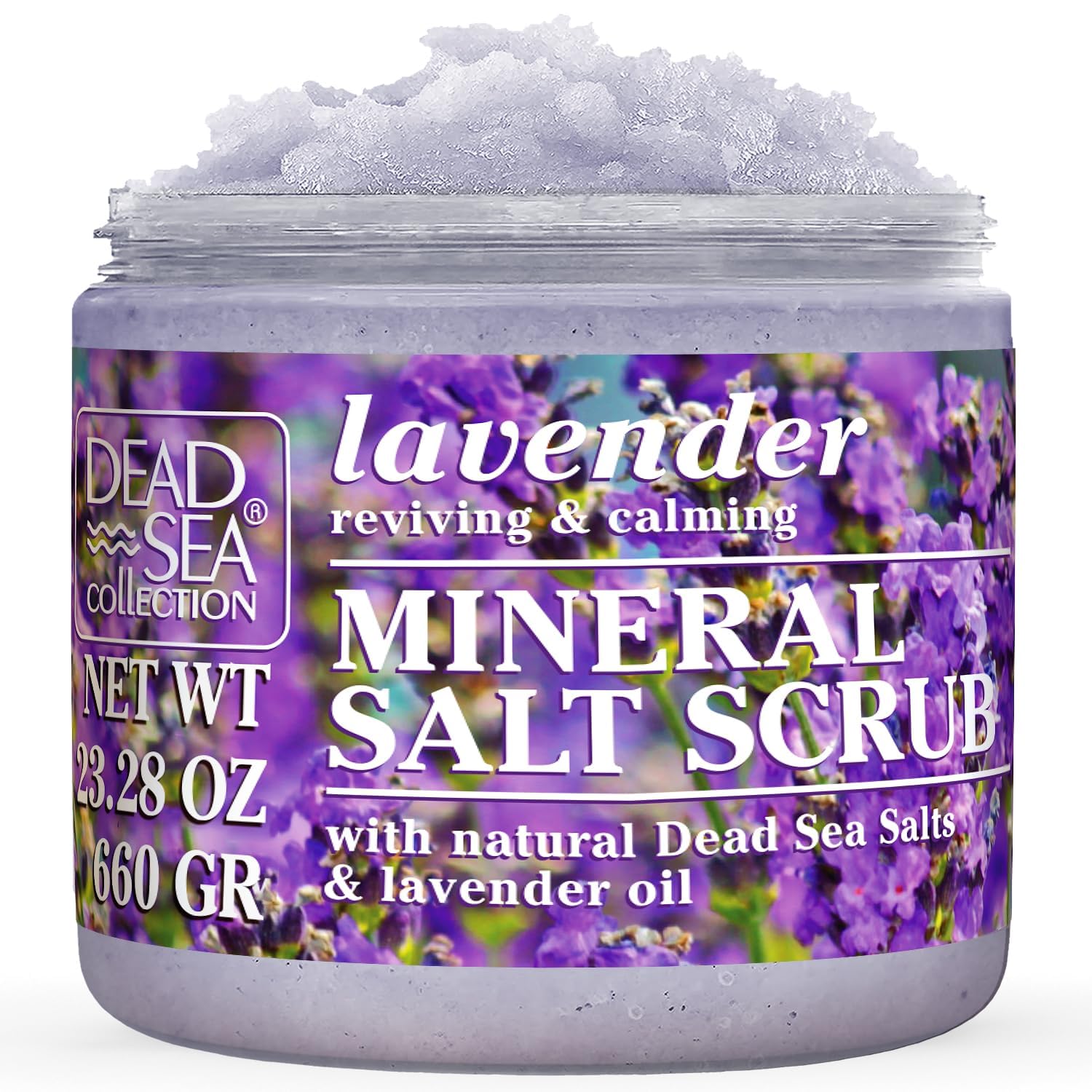 Dead Sea Collection Lavanda: exfoliante de sal en bote, mejora la textura de la piel