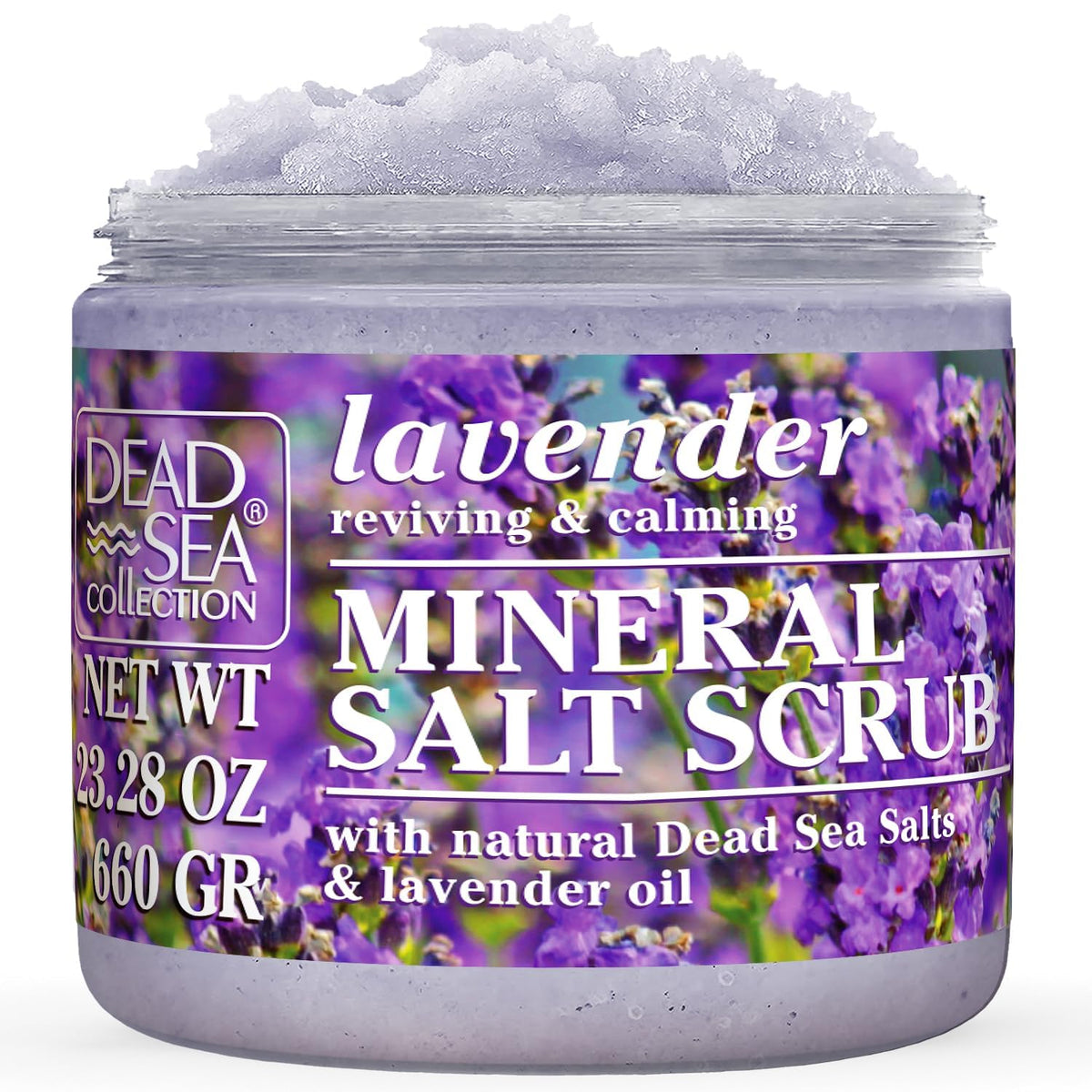 Dead Sea Collection Lavanda: exfoliante de sal en bote, mejora la textura de la piel