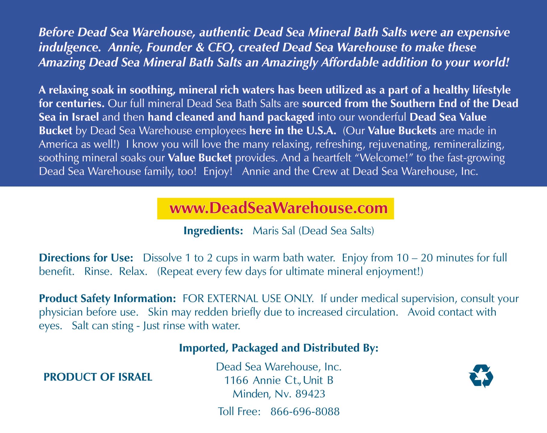 Dead Sea Warehouse ambiente de spa en casa sin fragancia.