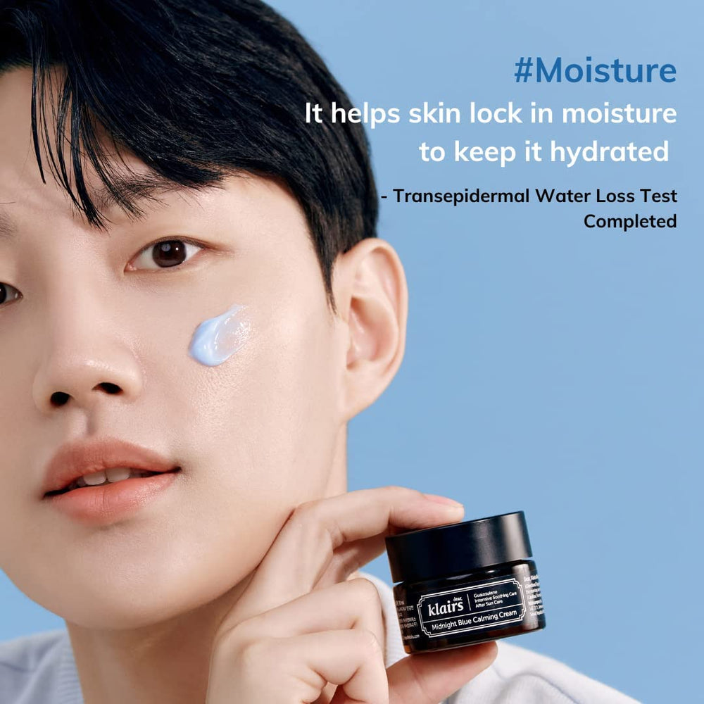 DearKlairs Crema Calmante Azul Medianoche, cuidado suave tras afeitado para hombres