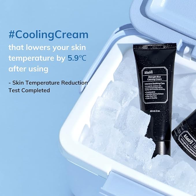 DearKlairs Crema Calmante Azul Medianoche, ayuda a reducir enrojecimiento y calma irritaciones