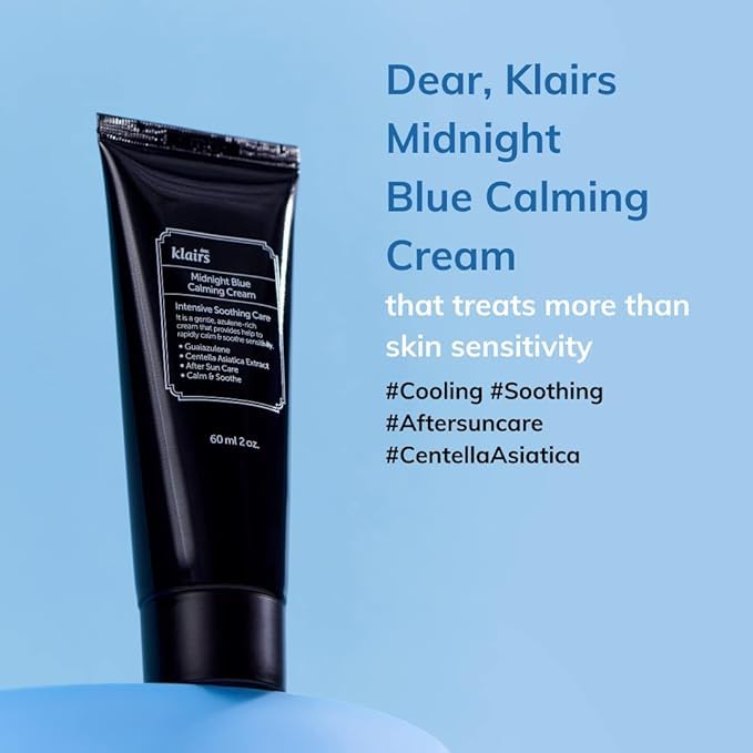 DearKlairs Crema Calmante Azul Medianoche, textura ligera que se absorbe rápido para piel sensible
