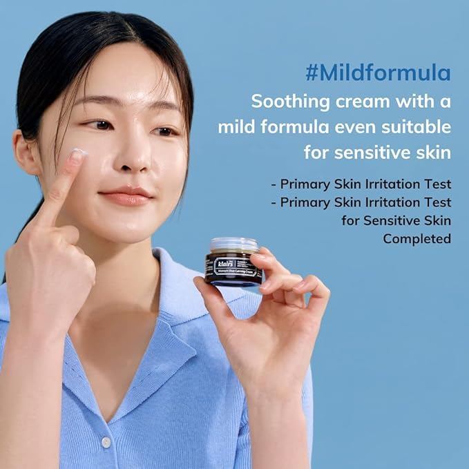 DearKlairs Crema Calmante Azul Medianoche, uso diario en piel sensible para mayor confort