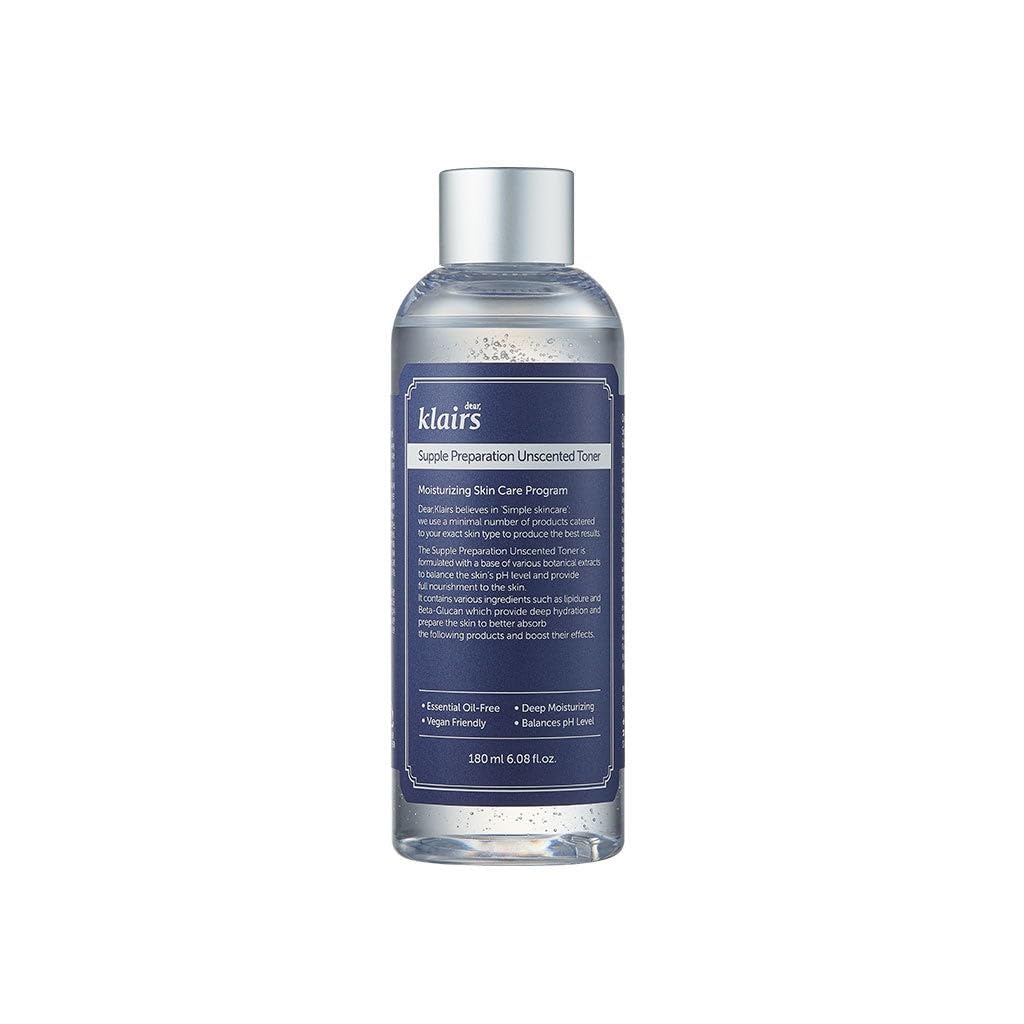 Tónico DearKlairs para equilibrio de pH y piel suave tras la limpieza.