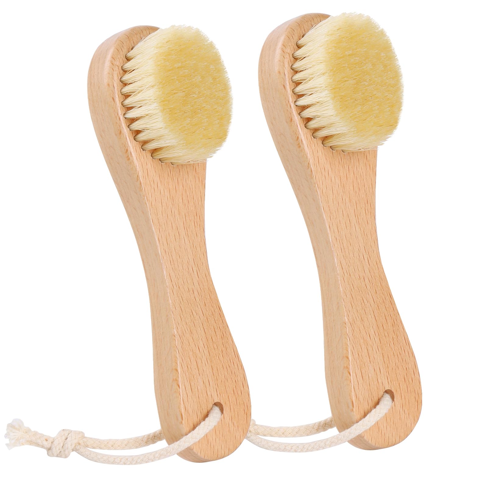DEBETOOL cepillo facial seco de madera con cerdas de jabalí para exfoliar poros suavemente.