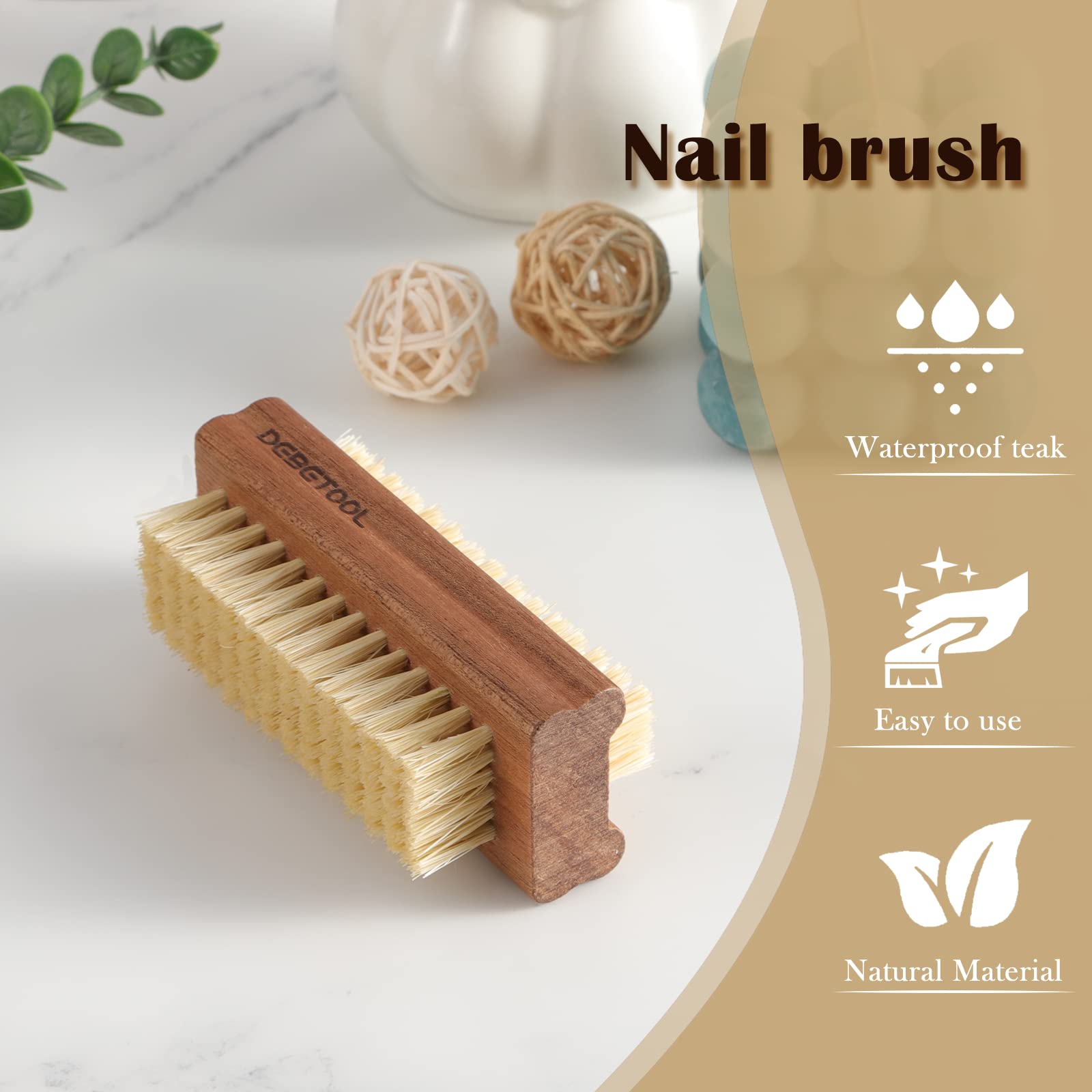 DEBETOOL cepillo de acacia y sisal, diseño ecológico para higiene diaria.