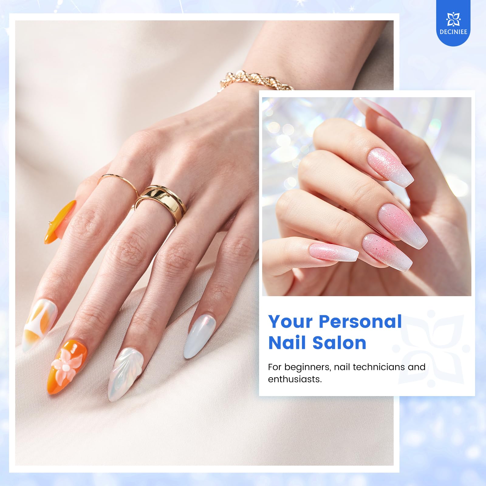 Deciniee herramientas de uñas para uso doméstico cómodo y completo