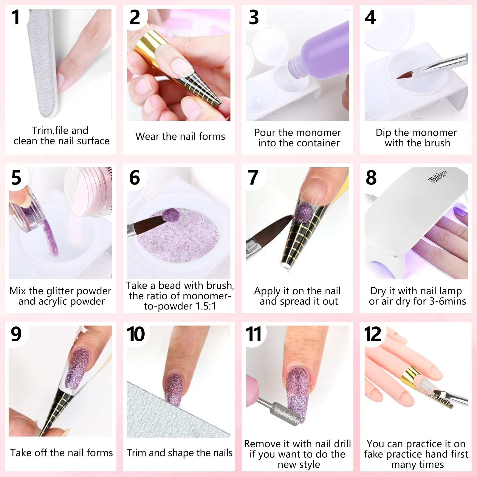 Deciniee: mano de práctica flexible para posicionar uñas falsas con facilidad.