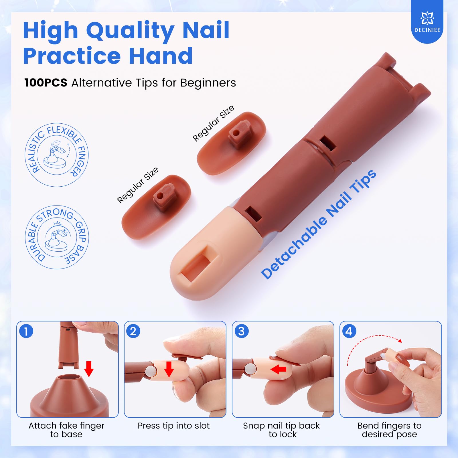 Deciniee polvo acrílico 15 g en tres colores para diseños versátiles