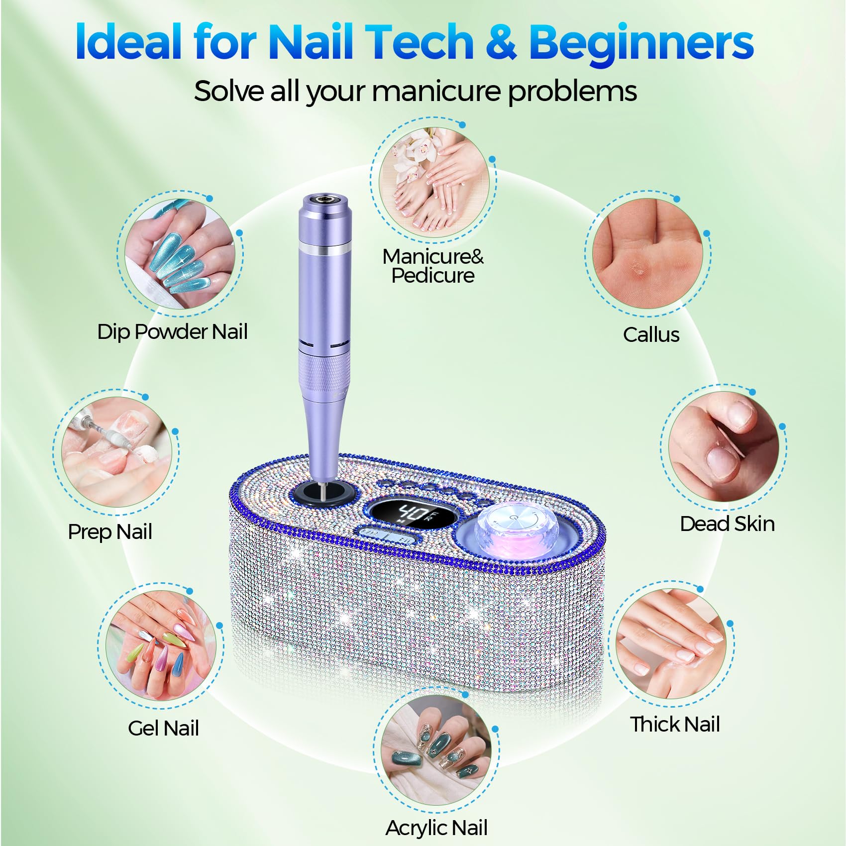 DEDNMSCA kit profesional con 12 fresas para esculpir y pulir uñas.