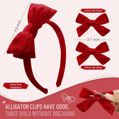 DEEKA broches lazo velvet rojo 1, fijan peinados con estilo.