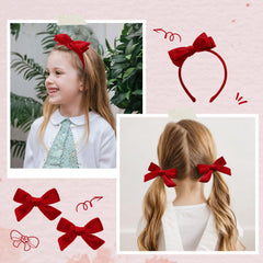 DEEKA broches lazo velvet rojo 2, opción versátil para outfits escolares.
