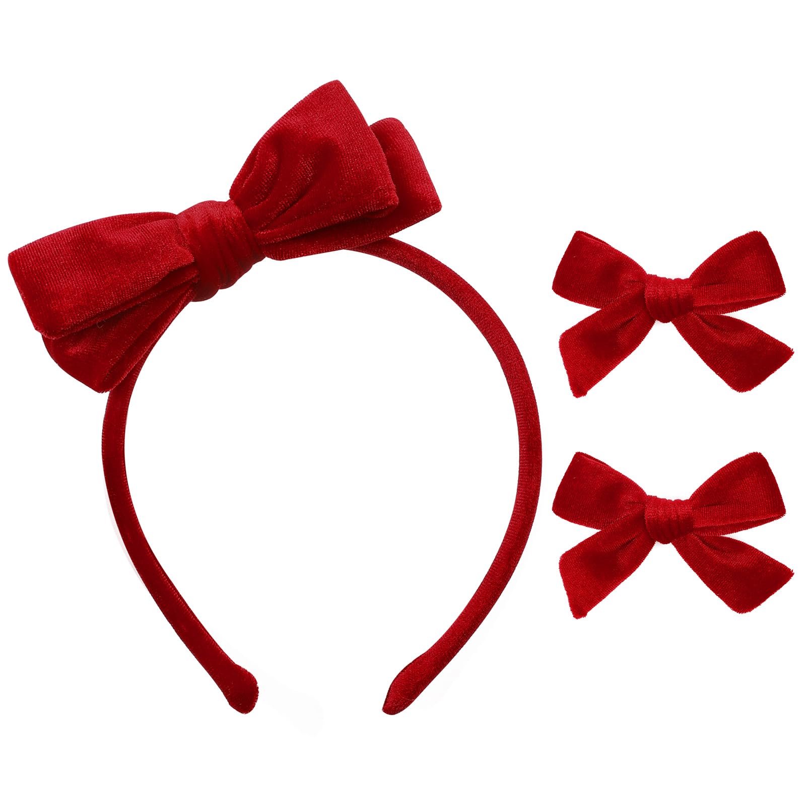 DEEKA colección diadema y broches velvet rojo, conjunto coordinado.