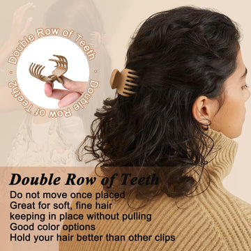 Pinza DEEKA cabello rectángulo 2 pulgadas caqui para estilos minimalistas.