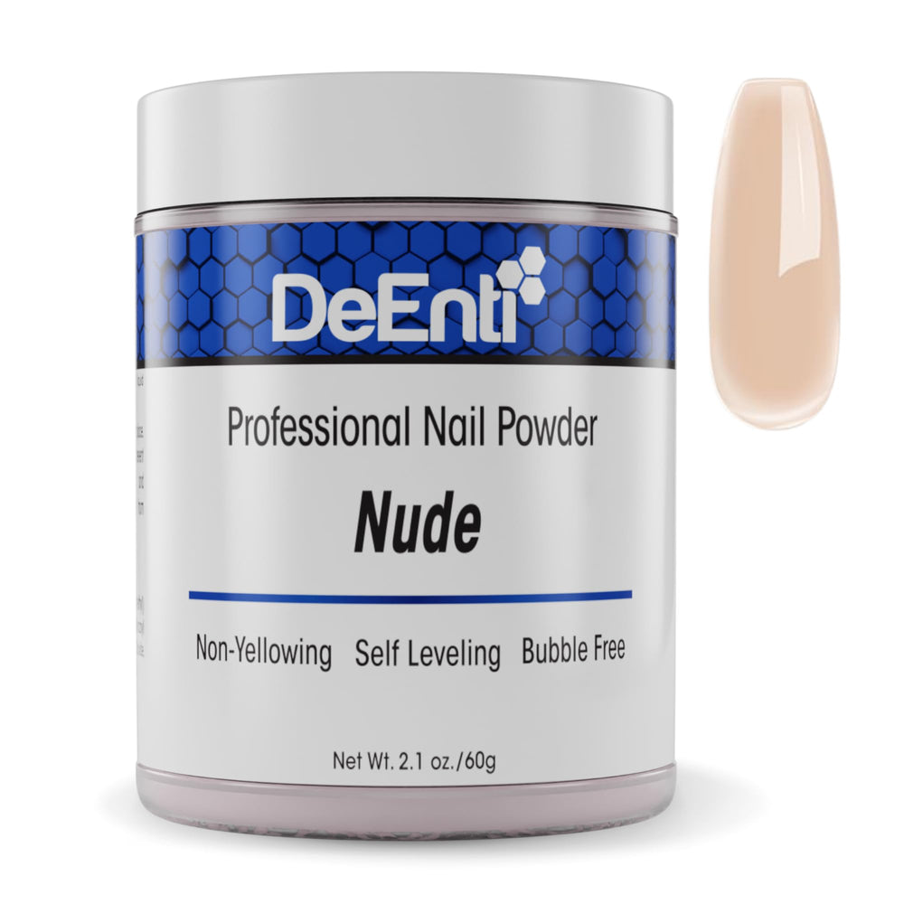 DeEnti polvo acrílico beige 2oz para manicuras duraderas.