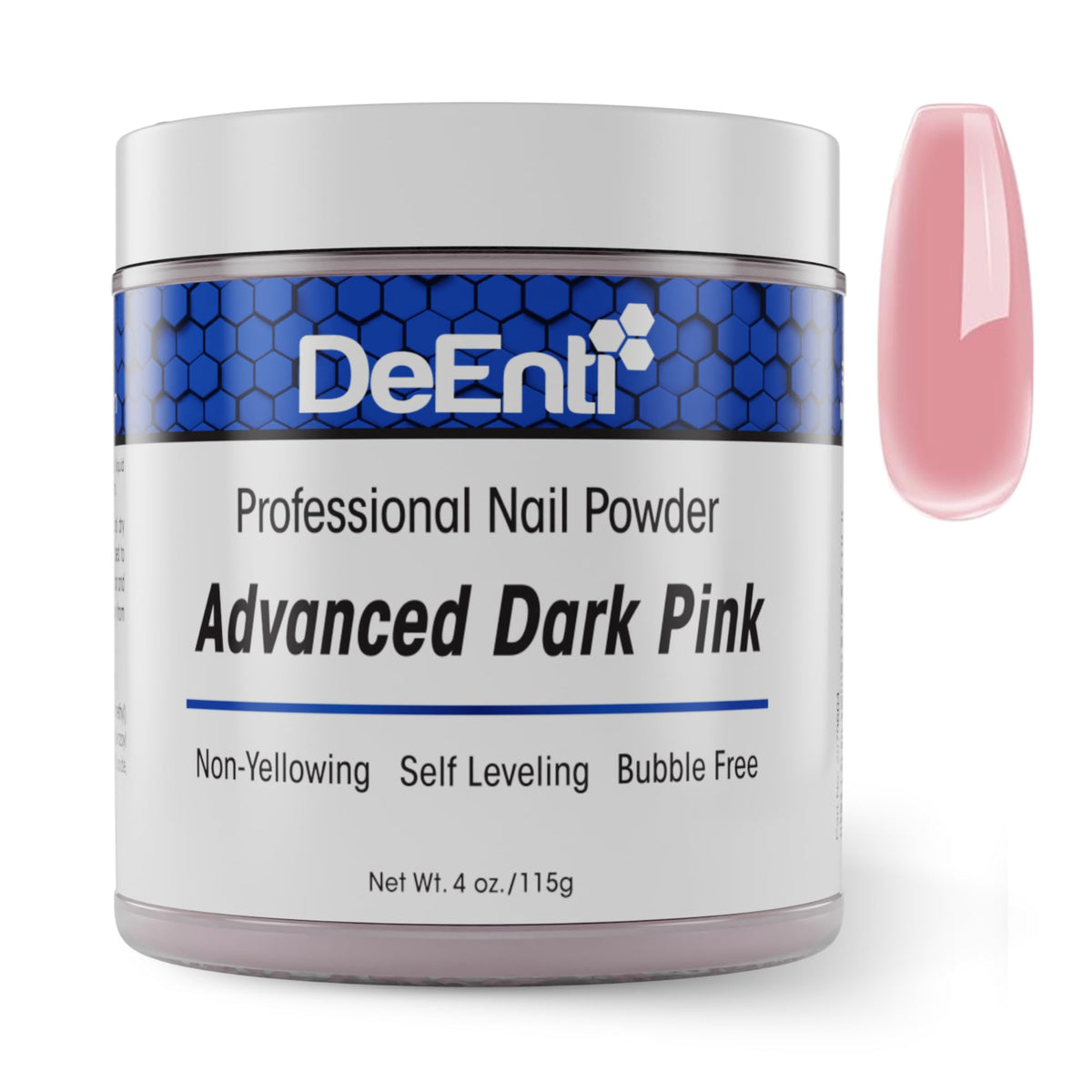 DeEnti Poudre Acrylique rose foncee pour ongles, fini durable et sans bulles.