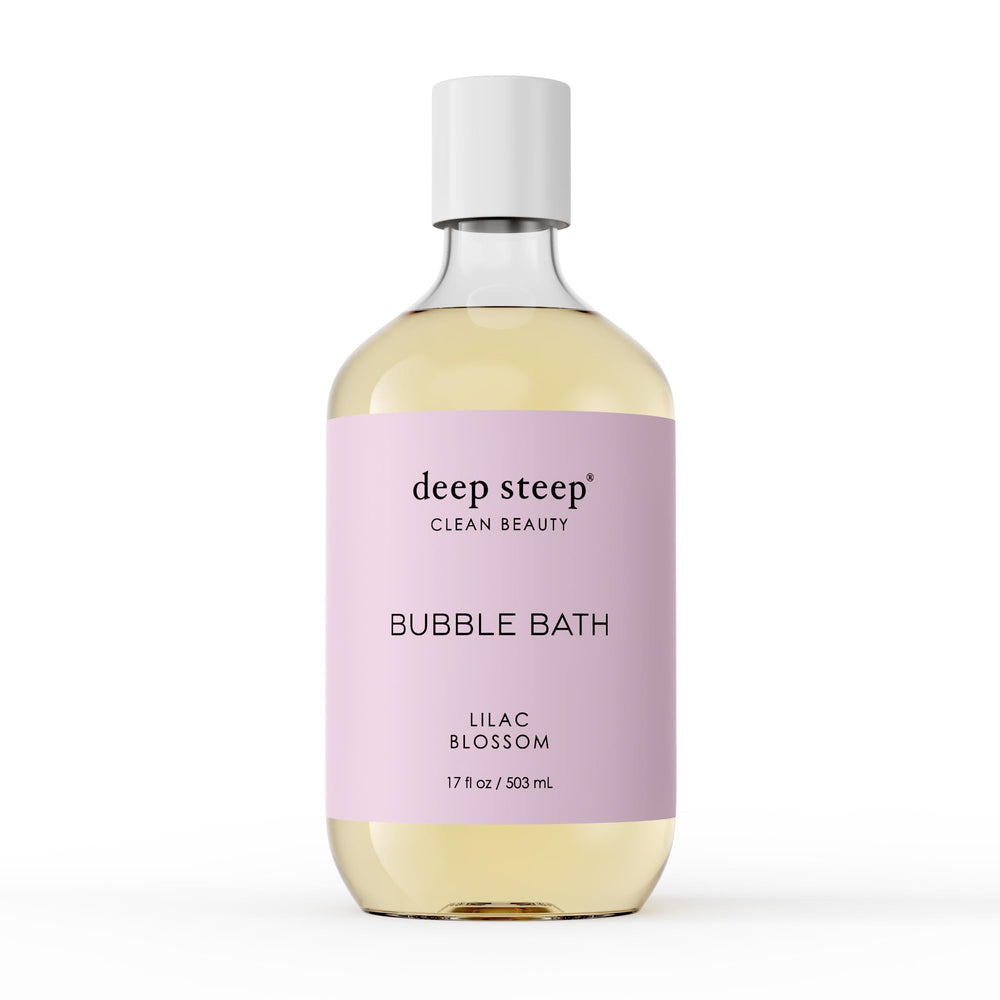 Deep Steep Baño de burbujas Flor de Lilas frente de la botella para piel suave