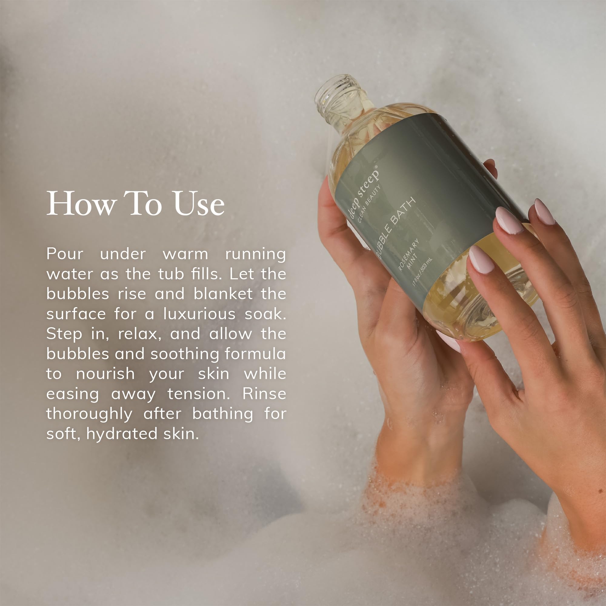 Deep Steep Bubble Bath: aroma de vainilla y azúcar moreno para relajación sensorial