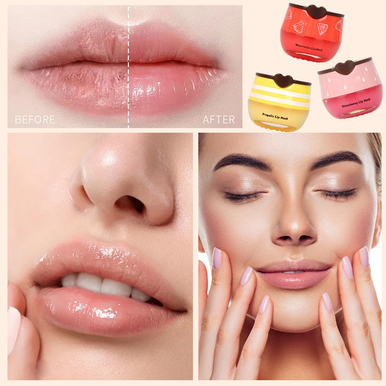 Deepmind mascarilla con propóleos y fresa para labios suaves.