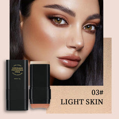 Deepmind Face Foundation Stick con brocha en forma M para trazos precisos.
