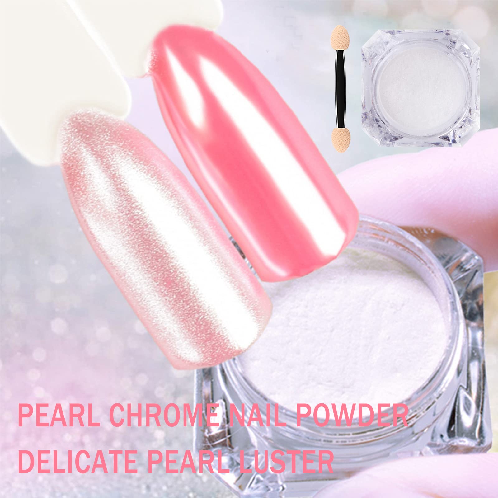 Deepmind White Pearl Chrome, primer plano de polvo fino para efecto espejo.