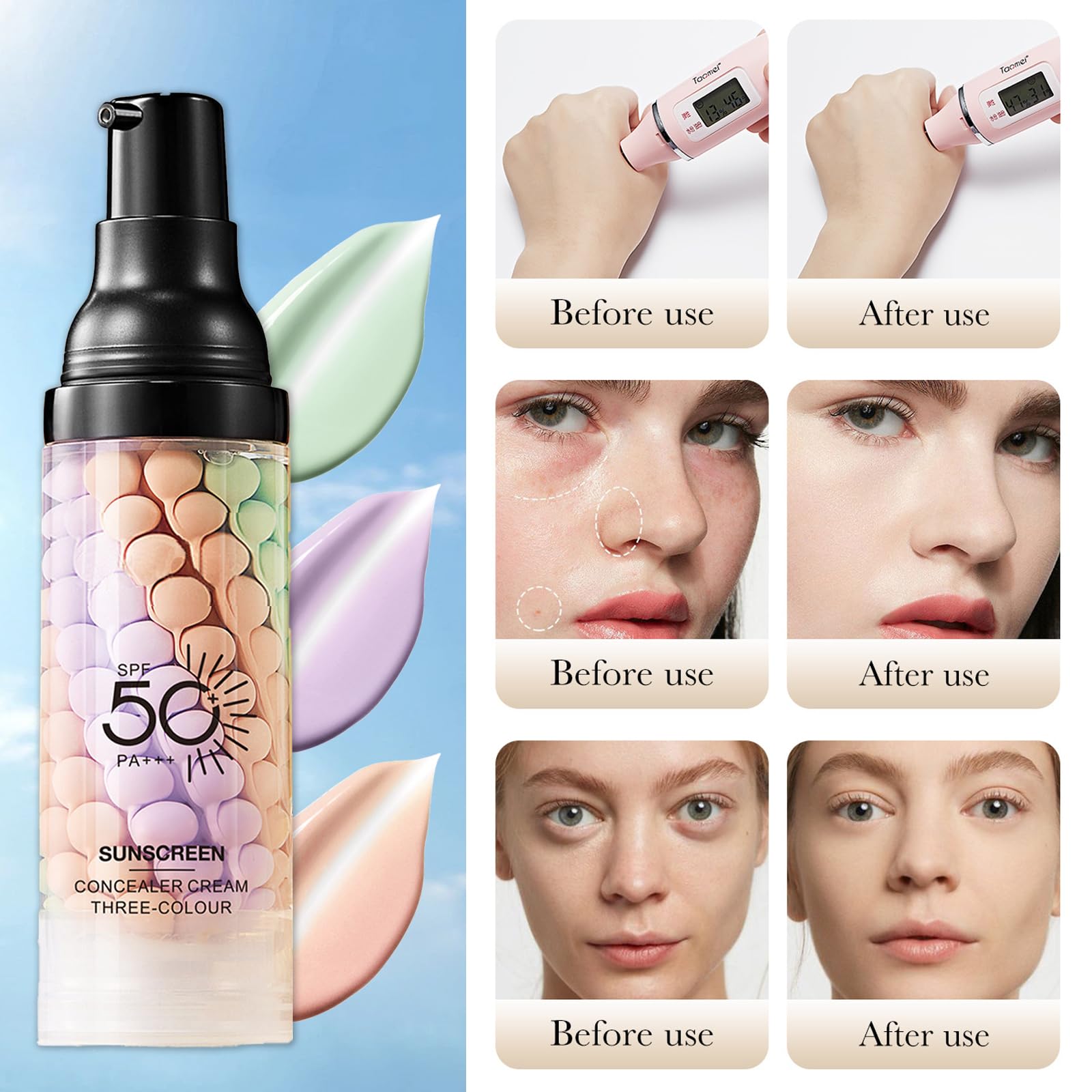 Deepmind primer 3 en 1 protección solar SPF50 para piel protegida durante el día.