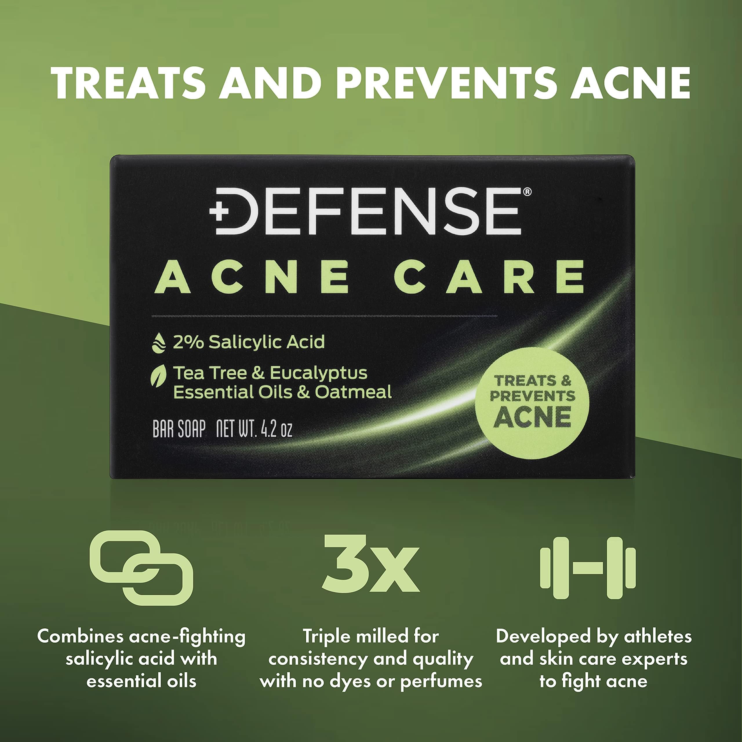 Defense Acne Care Bar con aceite de eucalipto para sensación revitalizante.