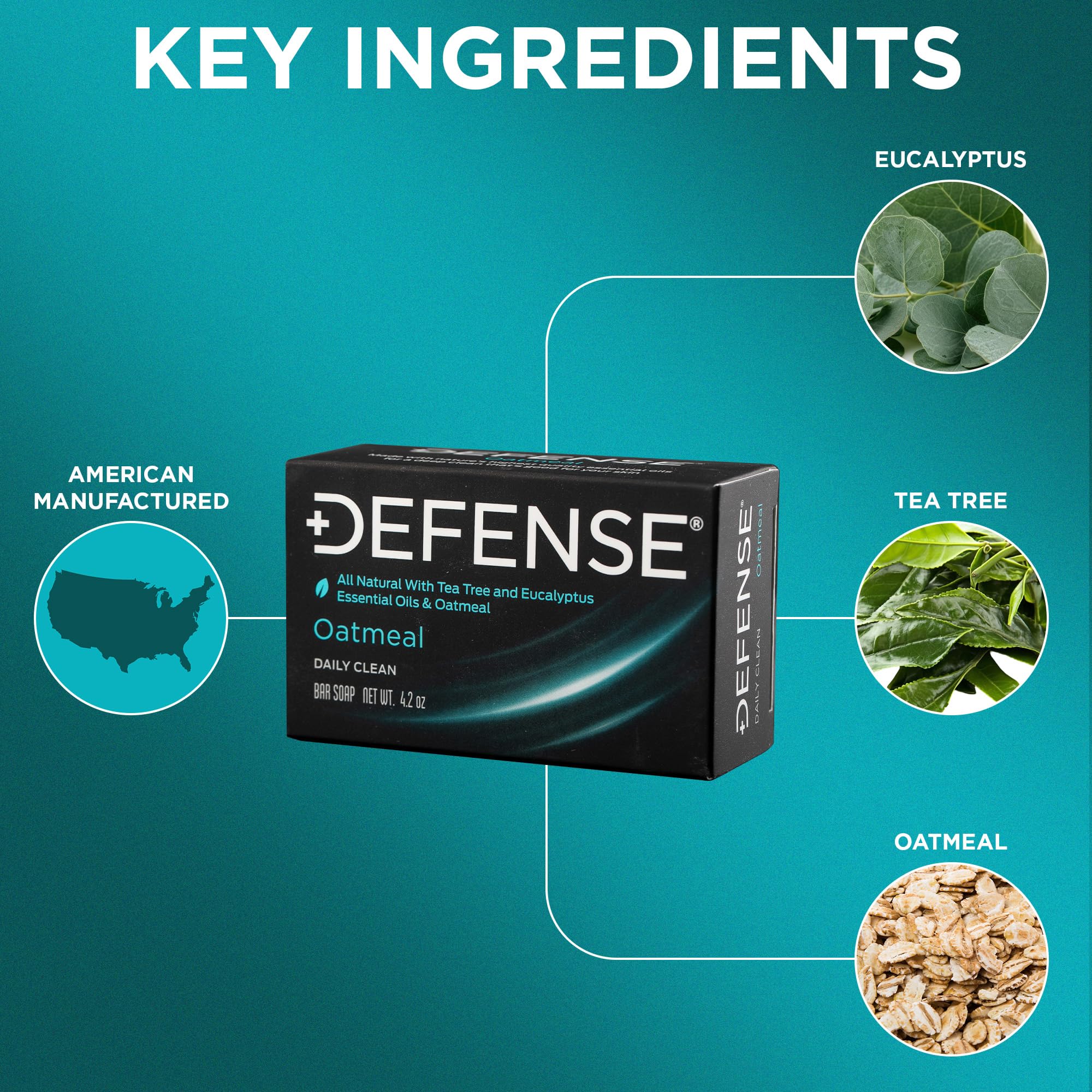 Defense Soap: espuma suave de barra de avena natural para limpieza diaria.