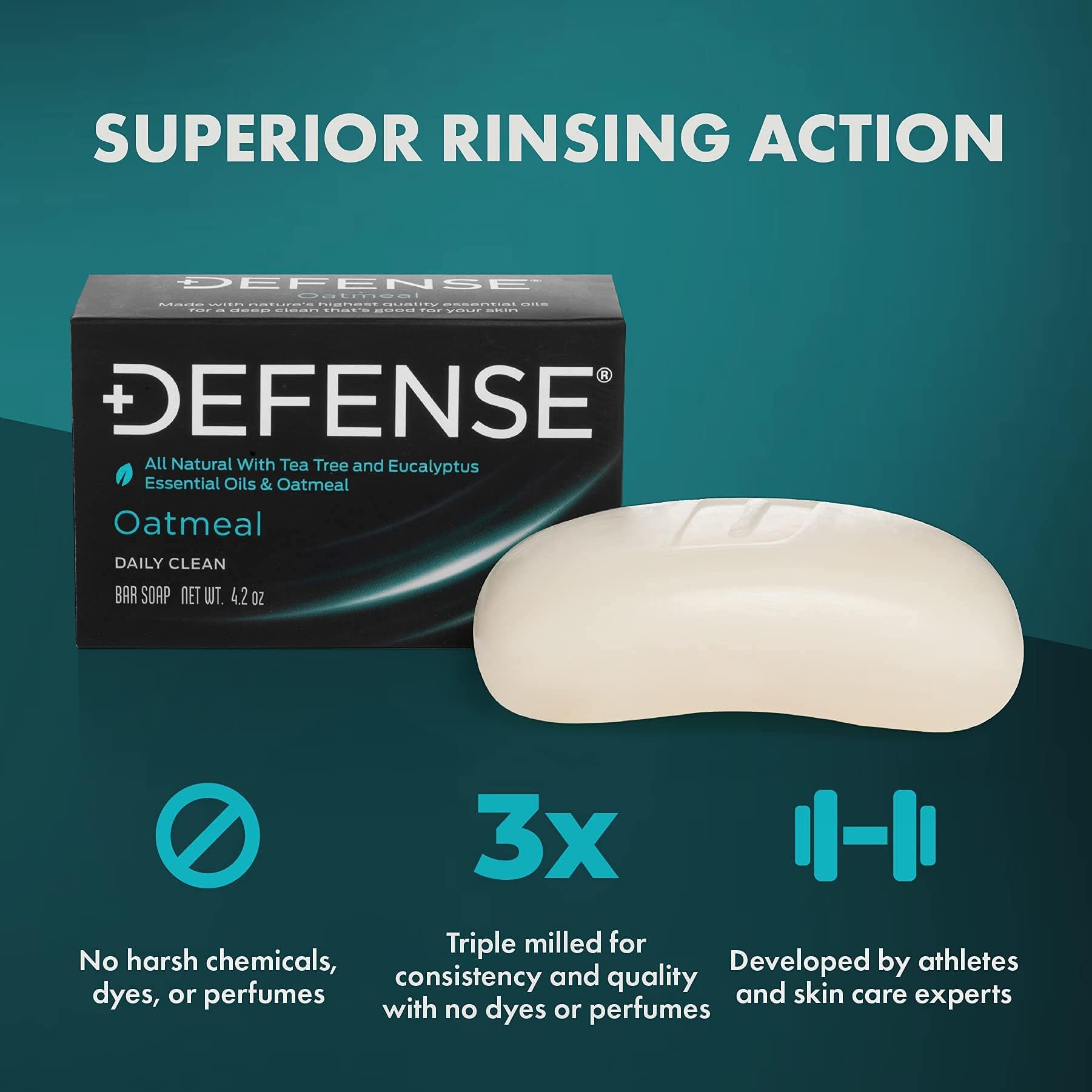 Defense Soap: exfoliante natural con avena para eliminar impurezas suavemente.