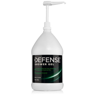 Defense Soap gel ducha menta, botella grande para uso diario y limpieza refrescante.