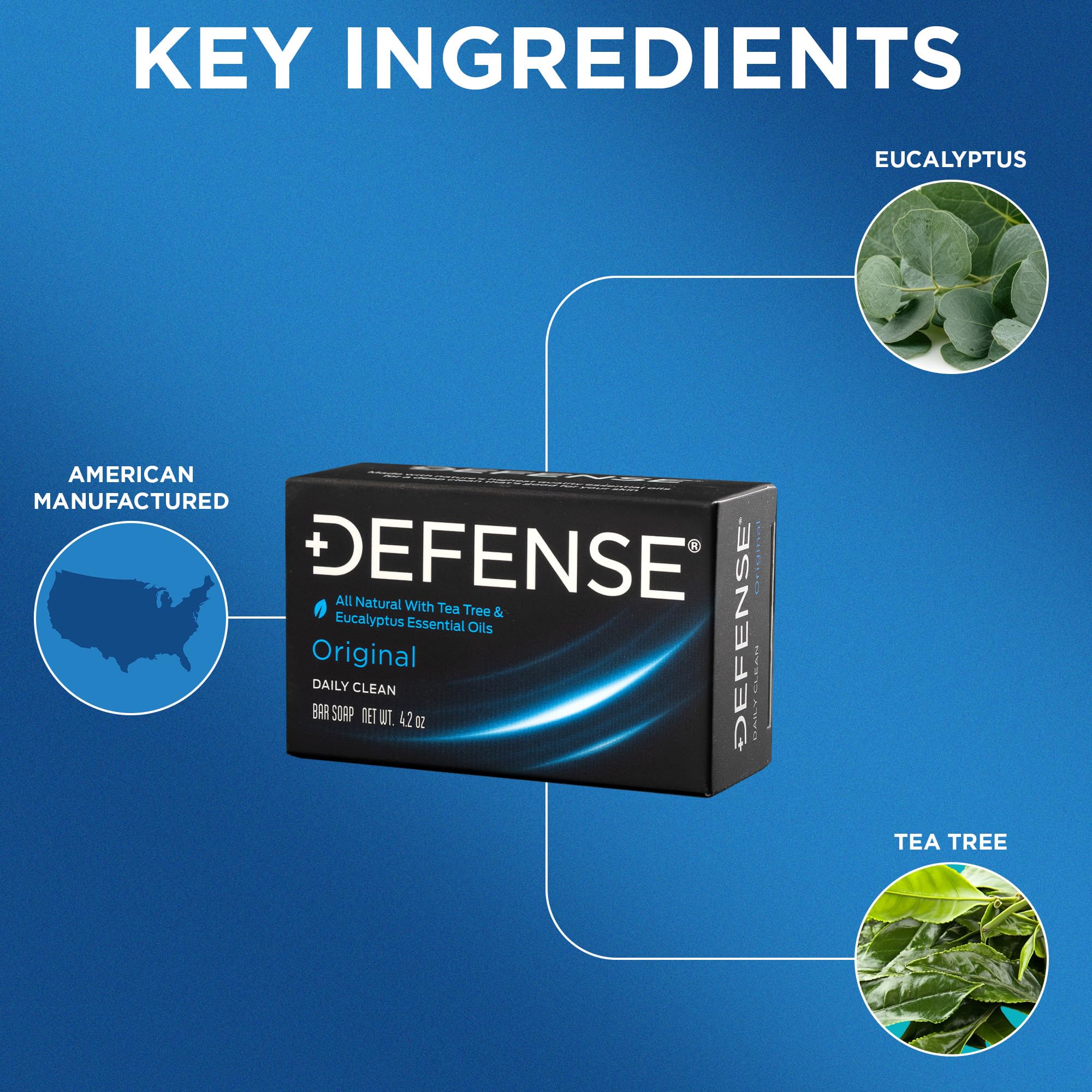 Defense Soap jabón árbol de té con espuma para ducha suave y limpia.