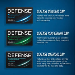 Defense Soap jabon arbol-de-te textura crema cercana, sensación suave